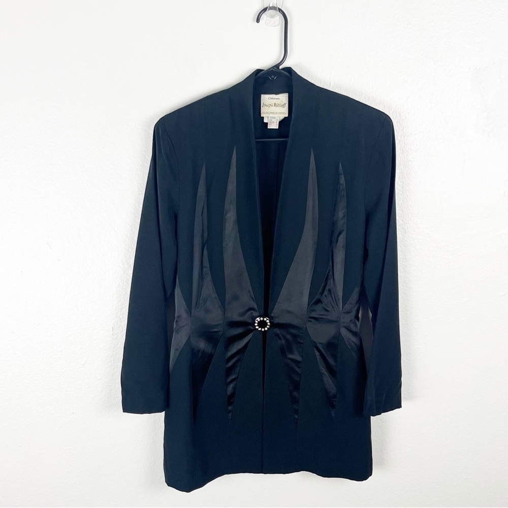JOSEPH RIBKOFF Vintage Black Long Sleeves Single Front Button Closure Blazer 8